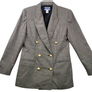 90s Pendleton Women Glen Plaid Double-Breasted 100% Virgin Wool Blazer Sz 4 USA